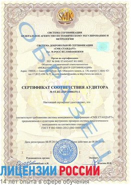 Образец сертификата соответствия аудитора №ST.RU.EXP.00006191-1 Коркино Сертификат ISO 50001